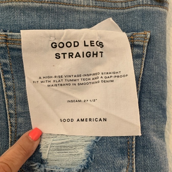Good American Blue Straight Leg Jeans - Picture 5 of 6